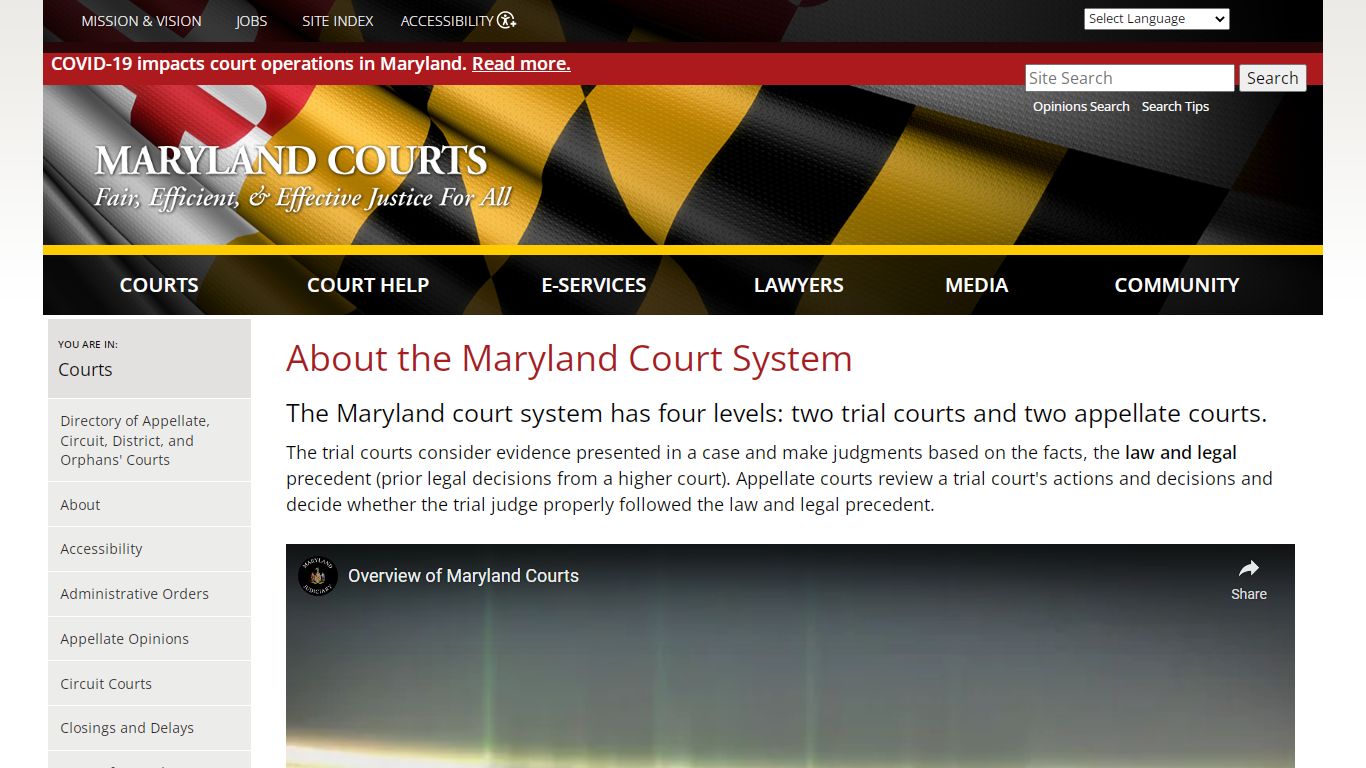 About the Maryland Court System | Maryland Courts